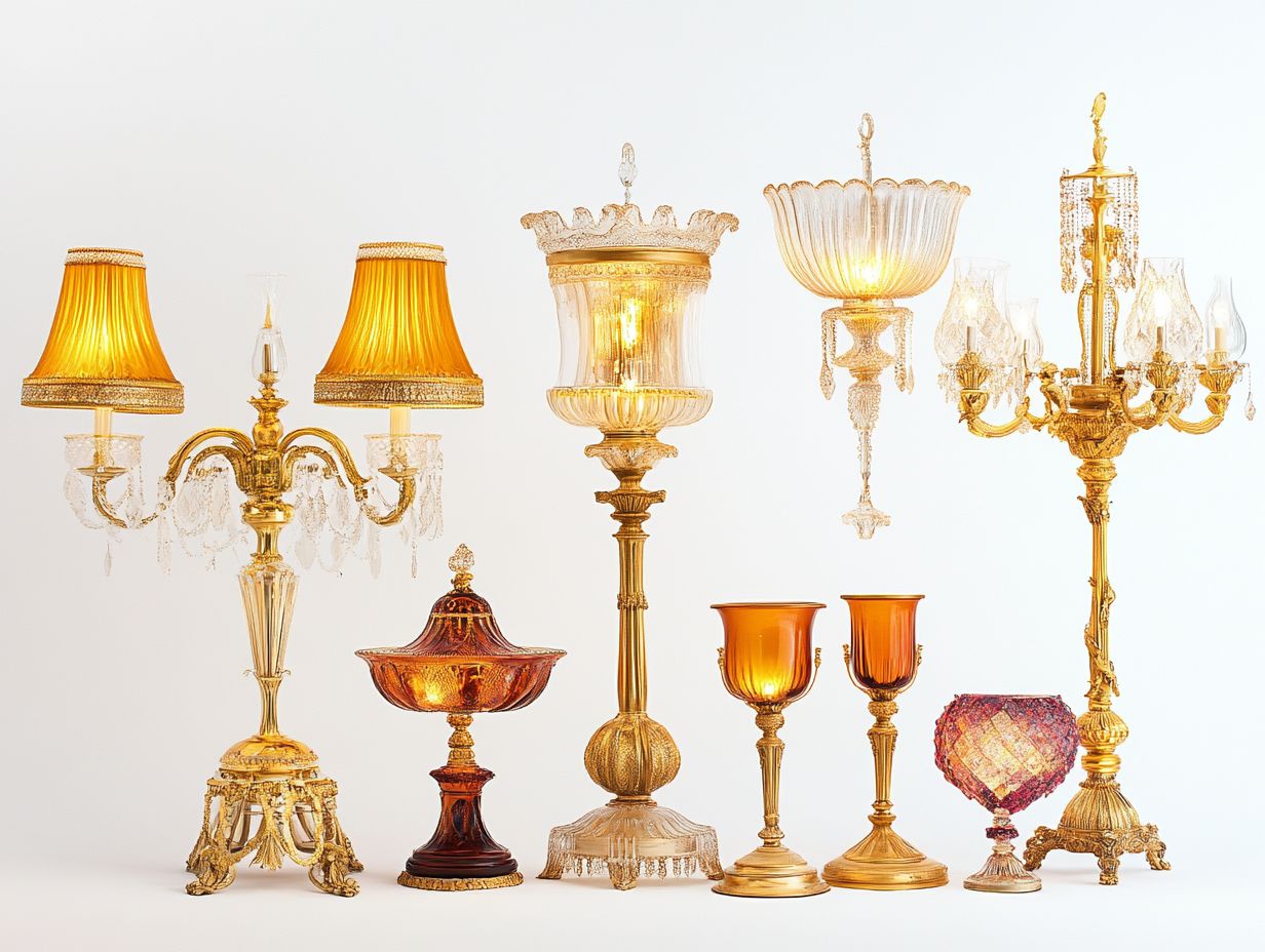 A collage showcasing various vintage lighting designs.