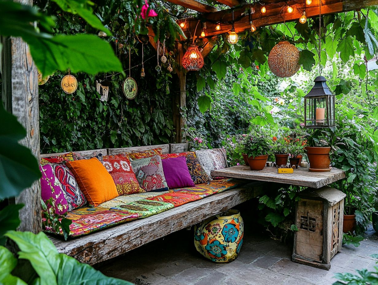 A collection of vintage accessories enhancing outdoor decor