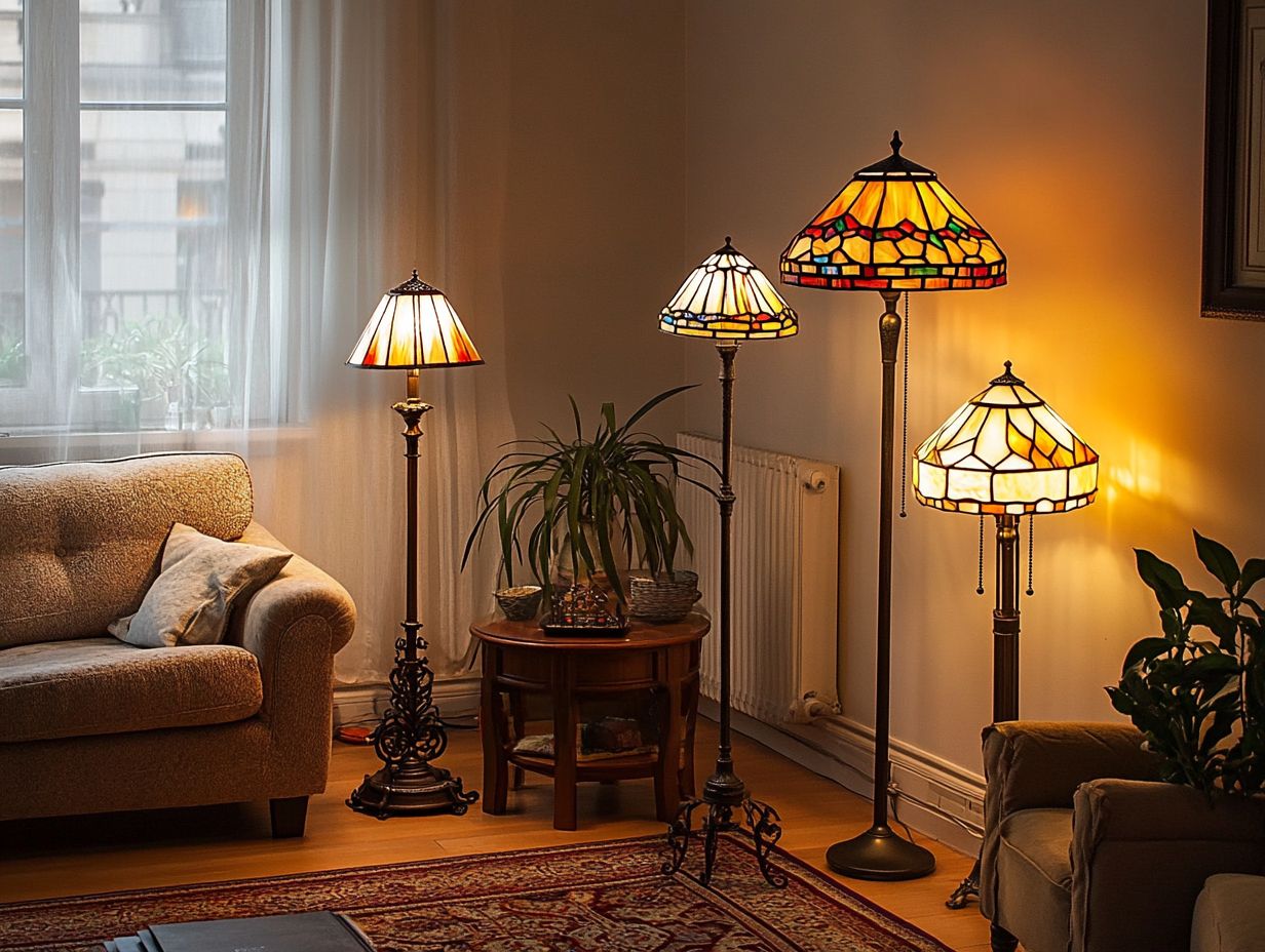 A collage of vintage floor lamps highlighting their styles