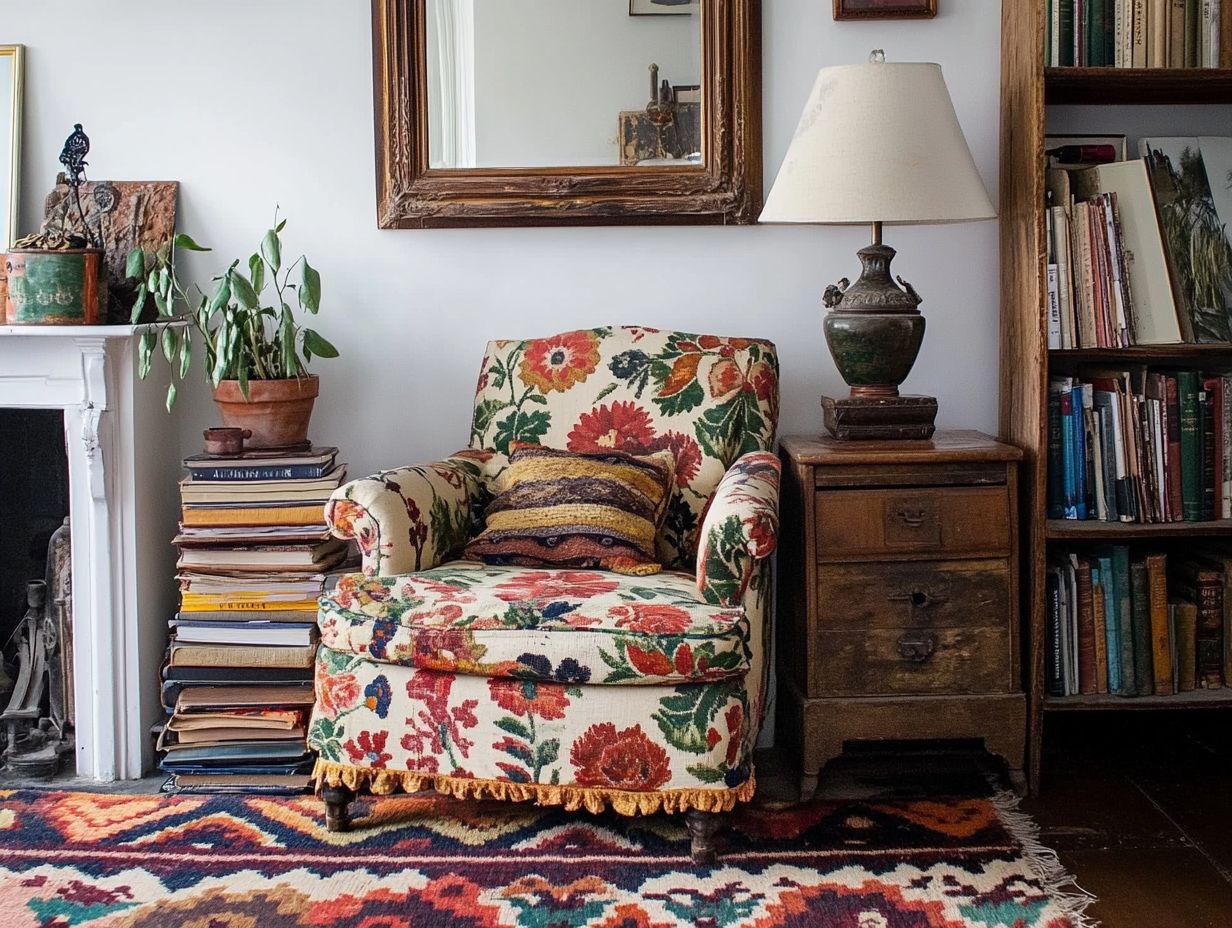 A collection of vintage accessories, including rugs, mirrors, and lighting fixtures, elegantly displayed to inspire home d cor.