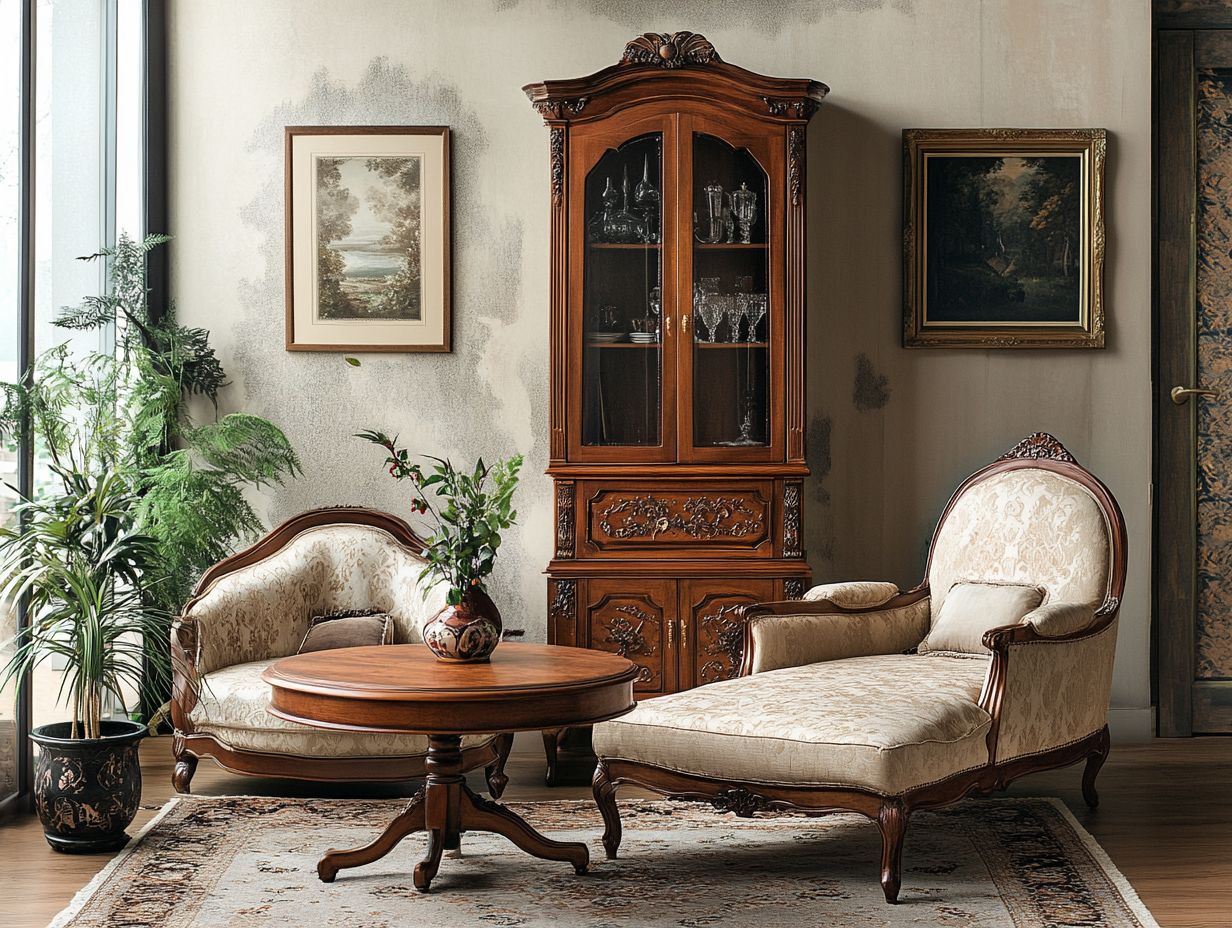 Vintage furniture showcasing various styles