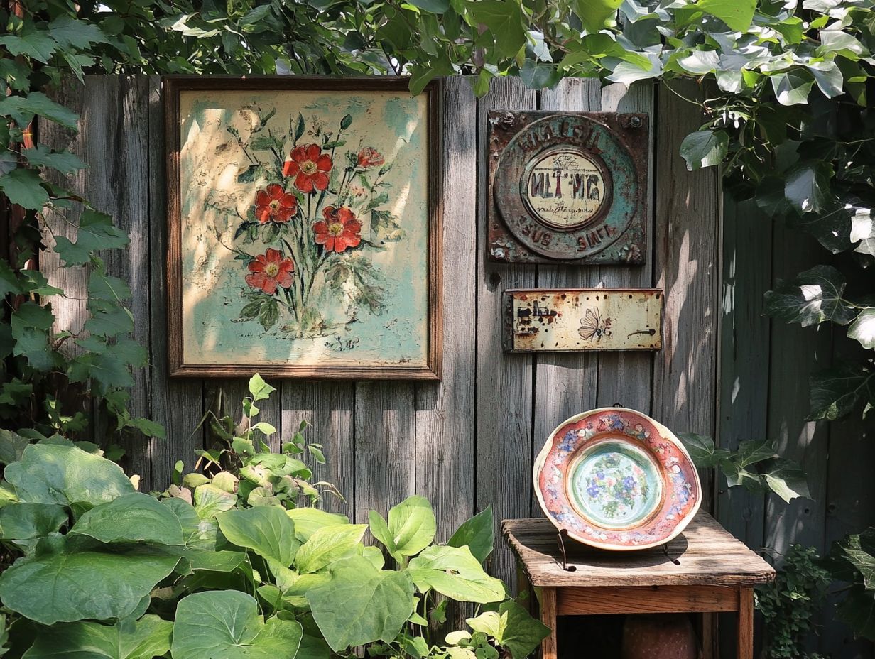 A collection of vintage wall art ideas for outdoor spaces.