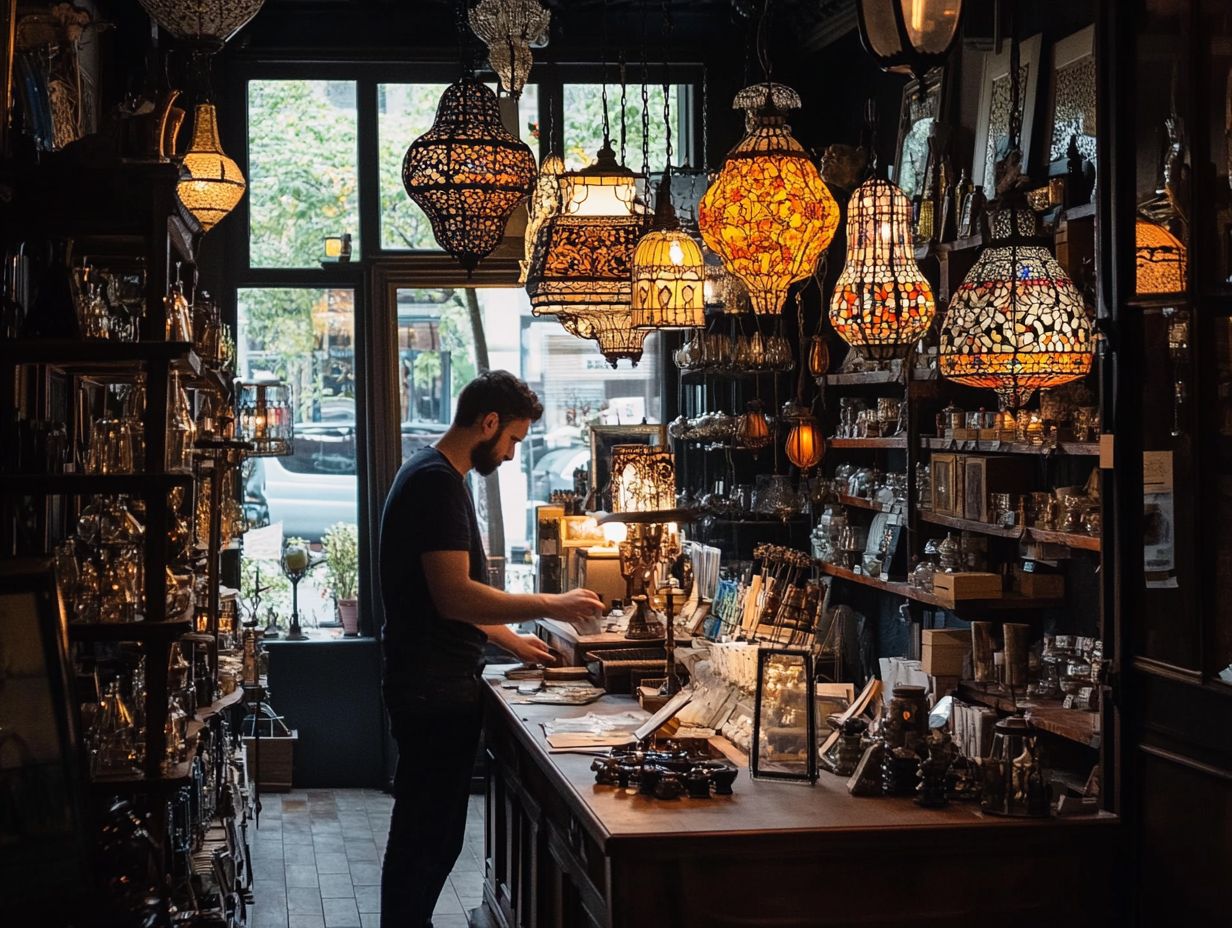 Vintage pendant light hanging over a stylish dining table