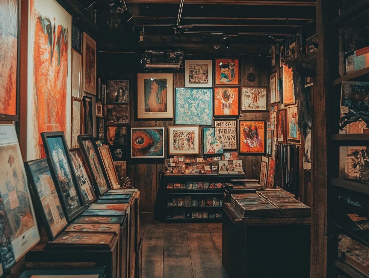 A vintage wall art shop showcasing special events and sales