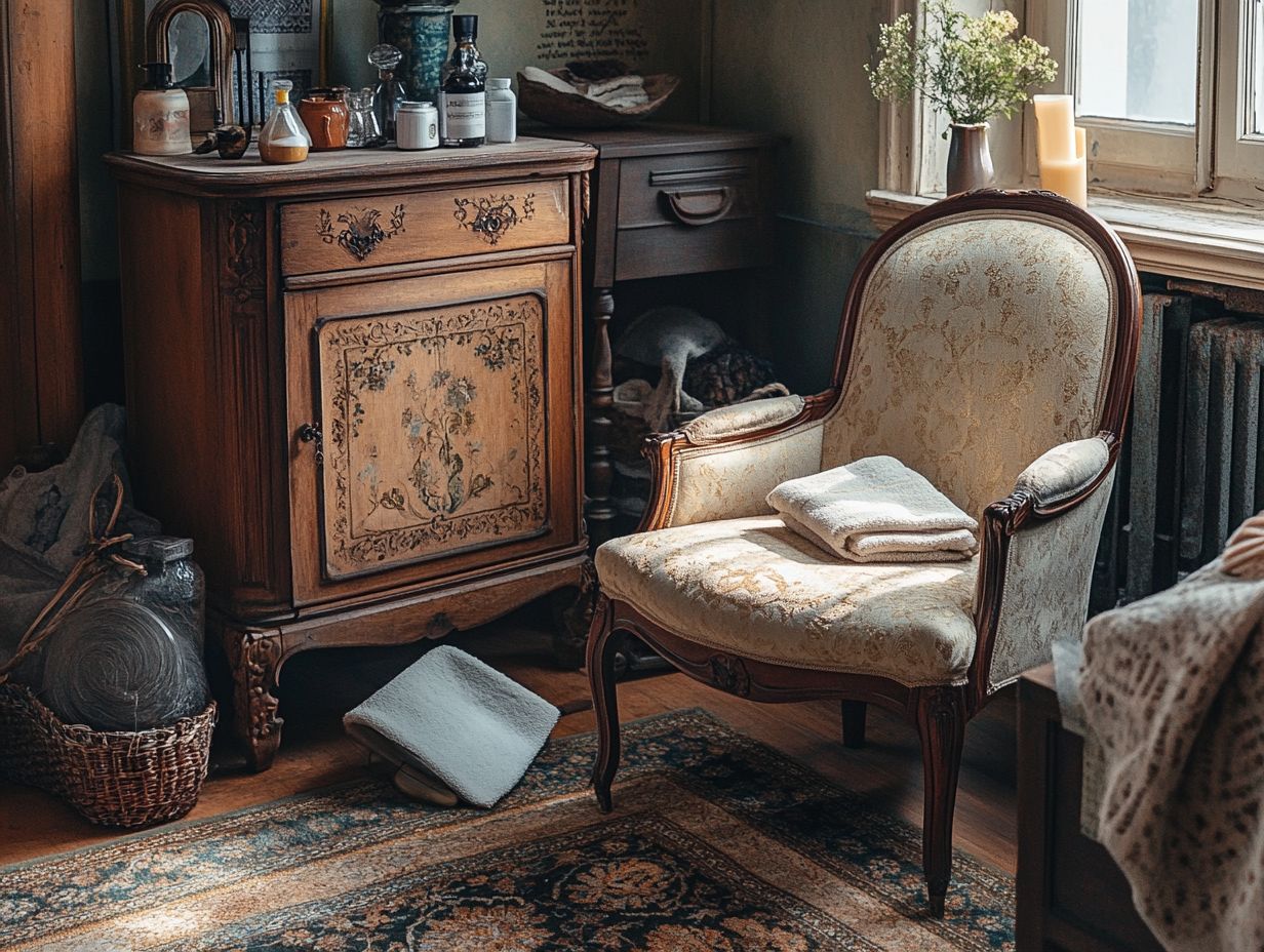 Image of cleaning and maintaining vintage furniture.