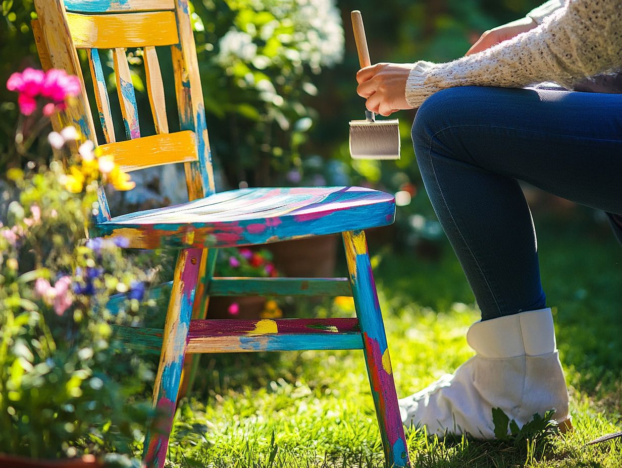 A person restoring old garden furniture