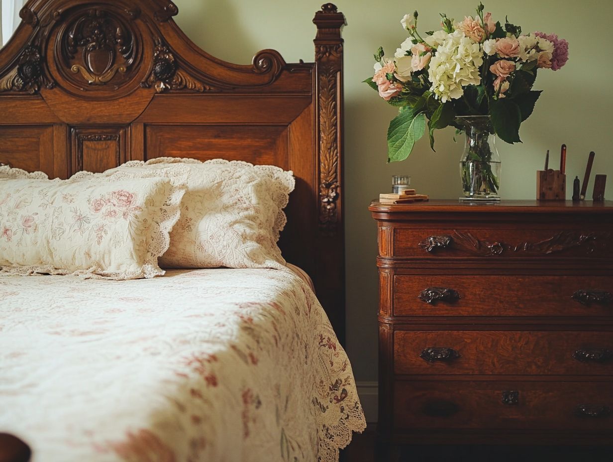 A beautifully restored vintage bedroom set showcasing maintenance tips.