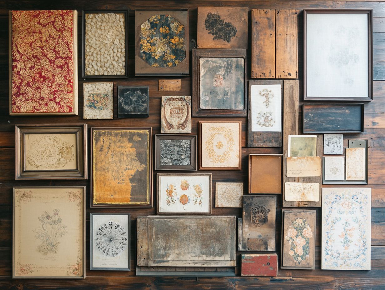 Various materials for vintage wall art