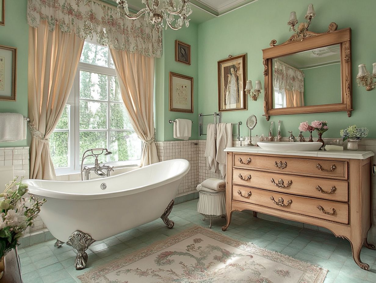 A beautifully designed vintage bathroom showcasing various vintage elements