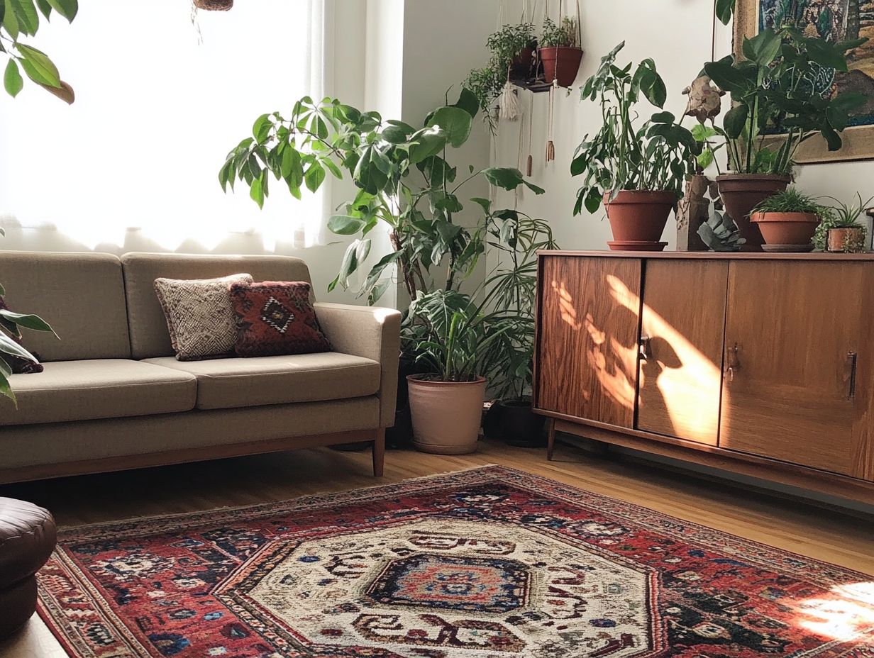 A beautiful selection of high-quality vintage rugs in a local store.