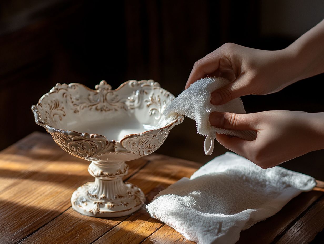 Graphic representation of frequently asked questions about cleaning vintage porcelain.