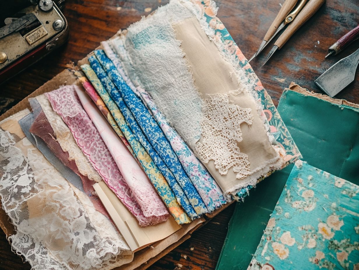 A guide to materials for creating a vintage fabric scrapbook.