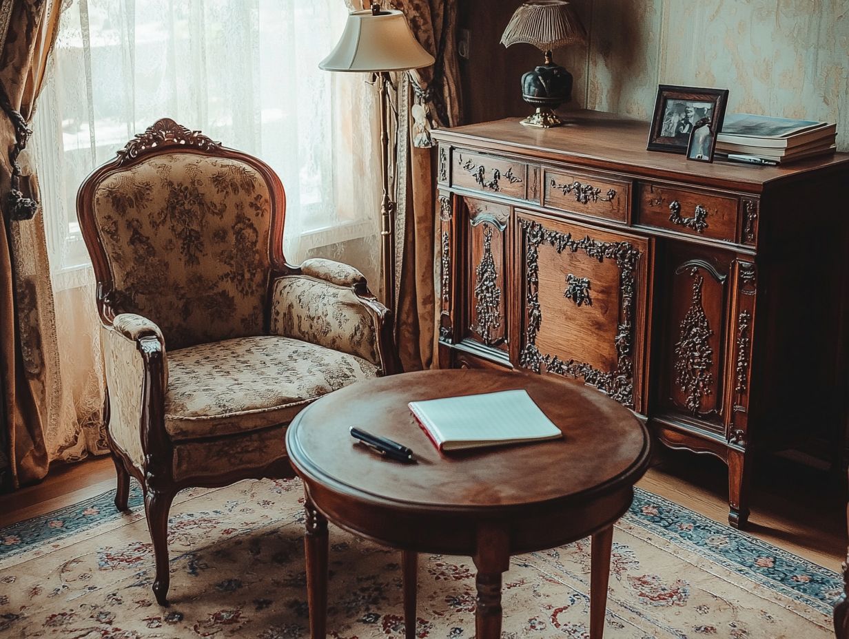 An example of a beautifully arranged vintage furniture setting