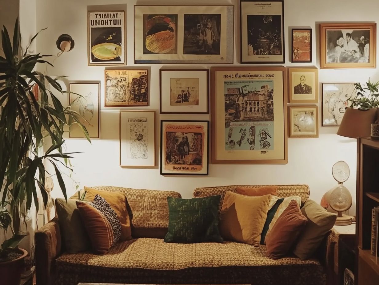 An example of a creative display featuring vintage wall art