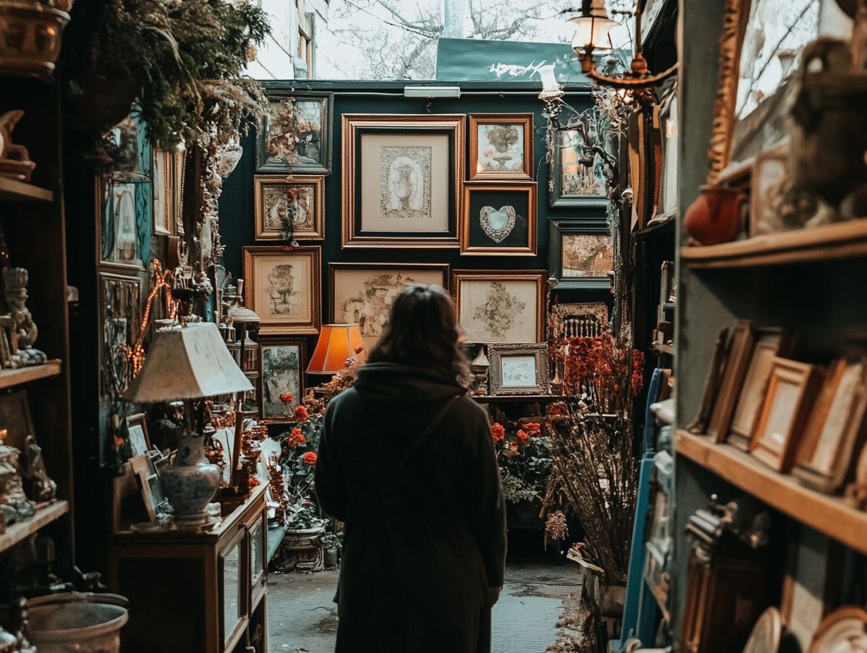 Vintage decor items, including furniture and decorations