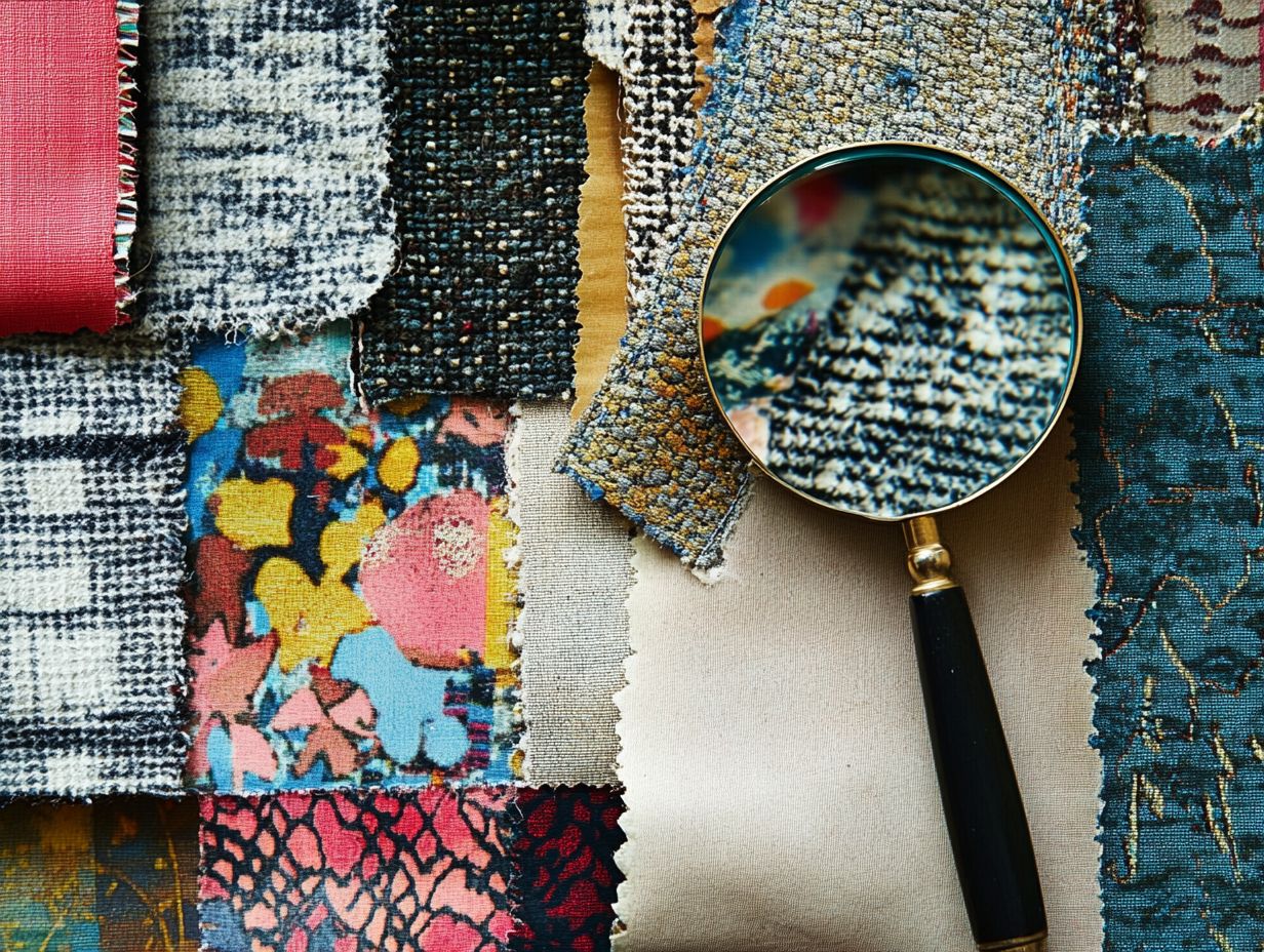 A close-up view of vintage fabric displaying common signs of quality