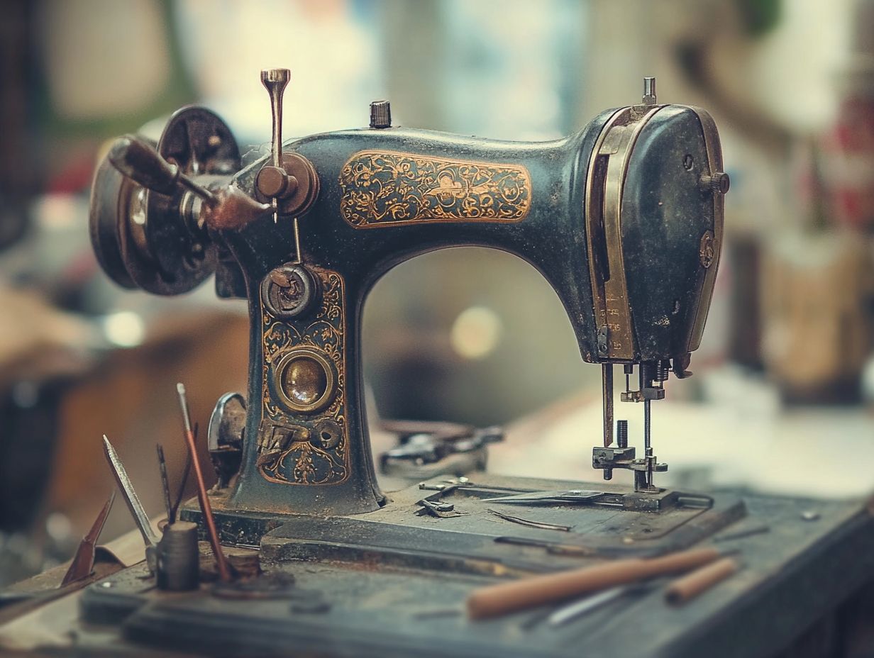 A vintage sewing machine, illustrating common repair issues.