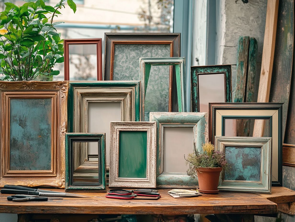 Repurposed vintage wall art frames in home decor