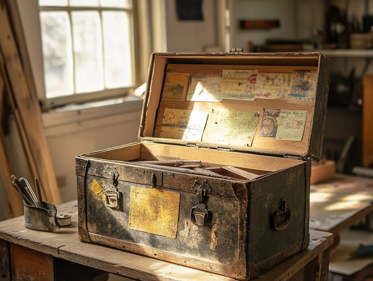 Tools needed for restoring a vintage trunk.