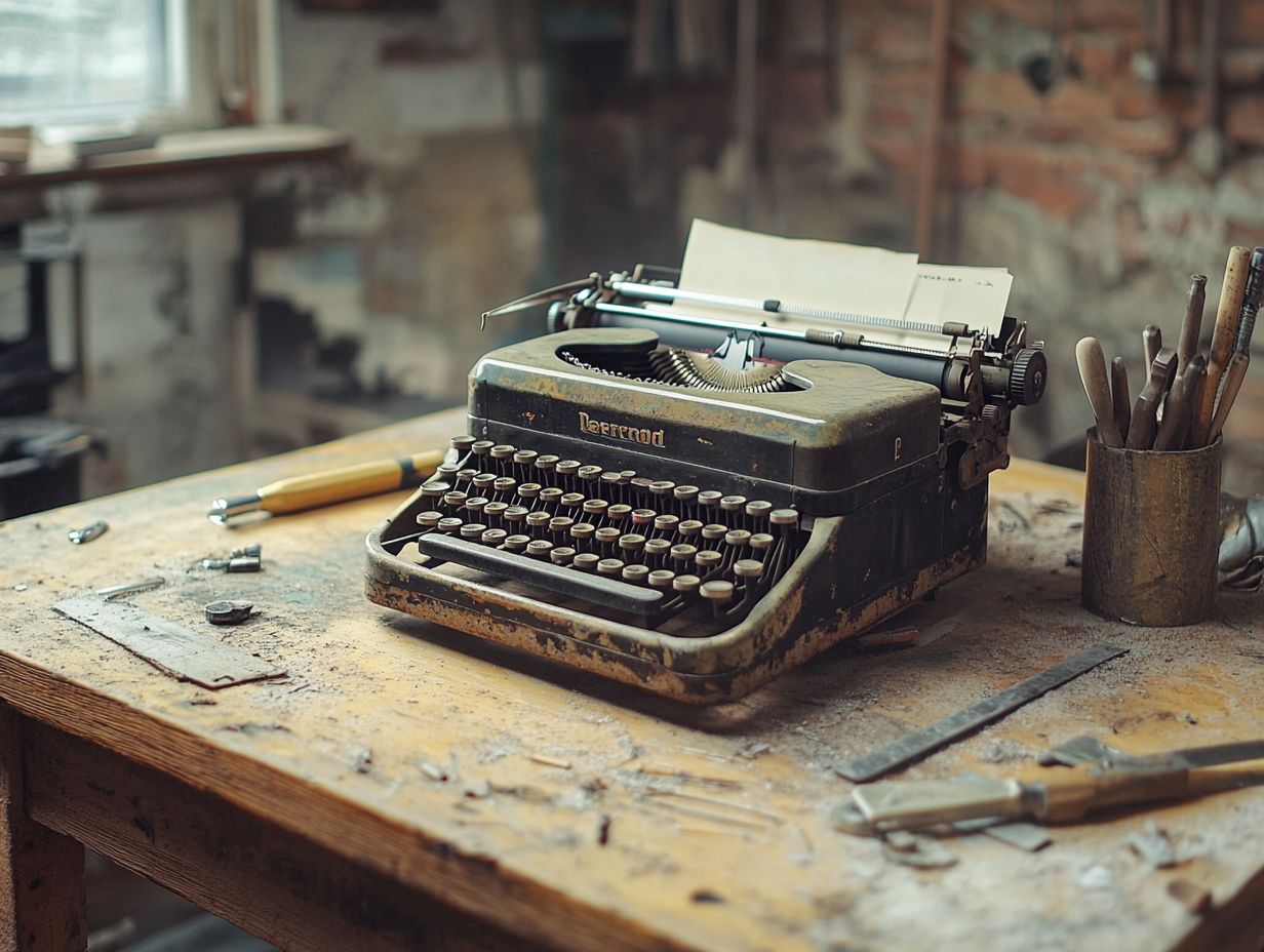 A vintage typewriter being restored
