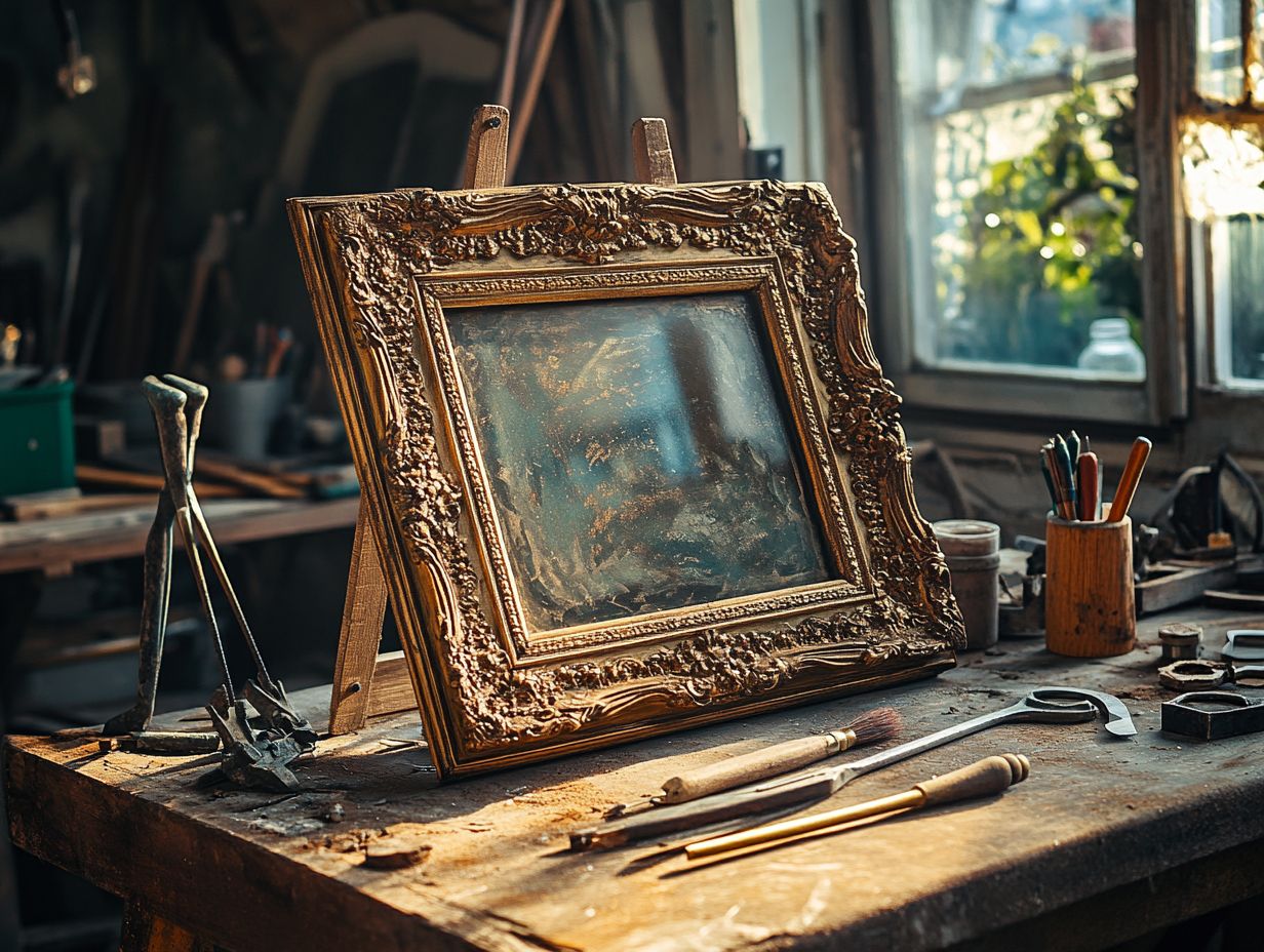 Cleaning an antique picture frame using cloth