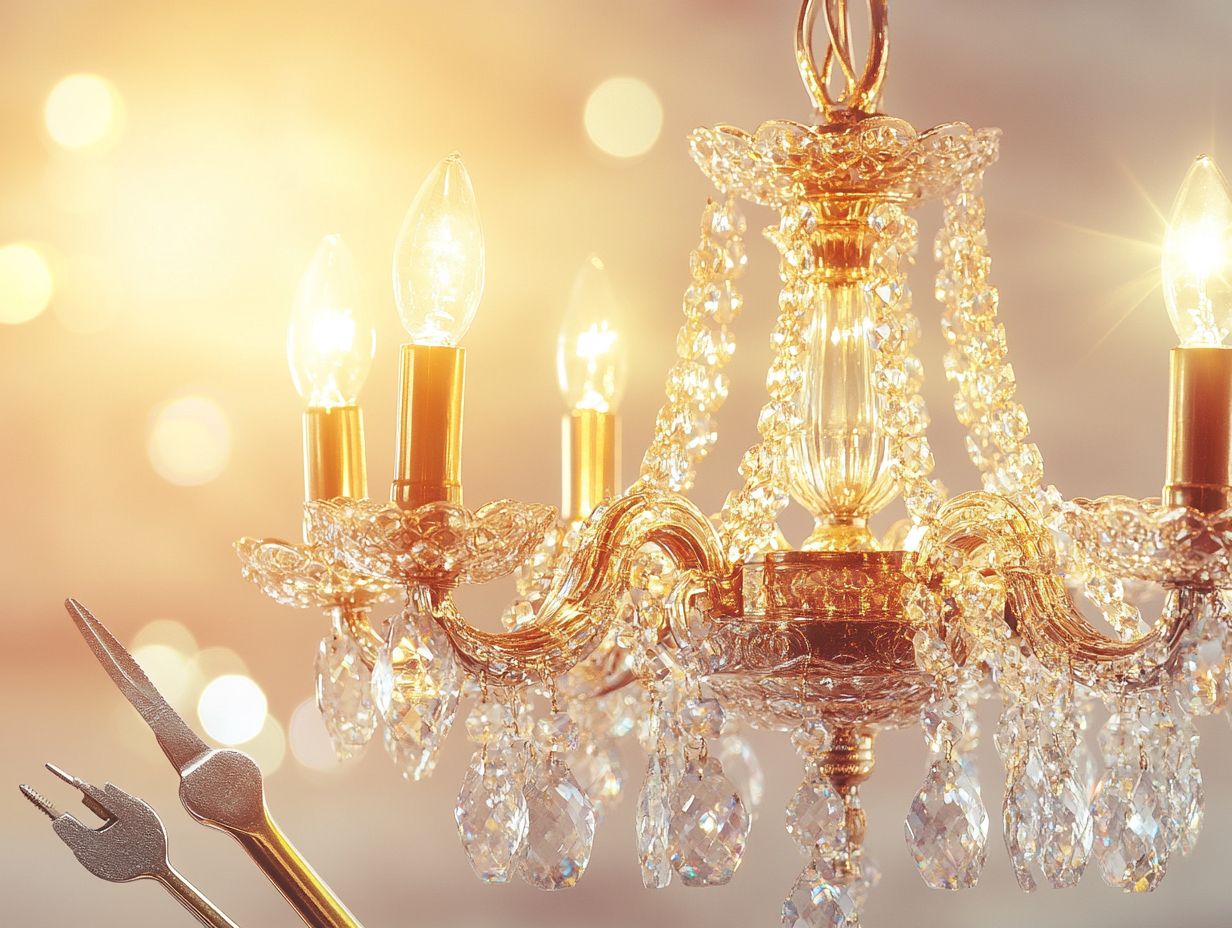 An illustration showing tips for preventing damage to vintage lighting fixtures.