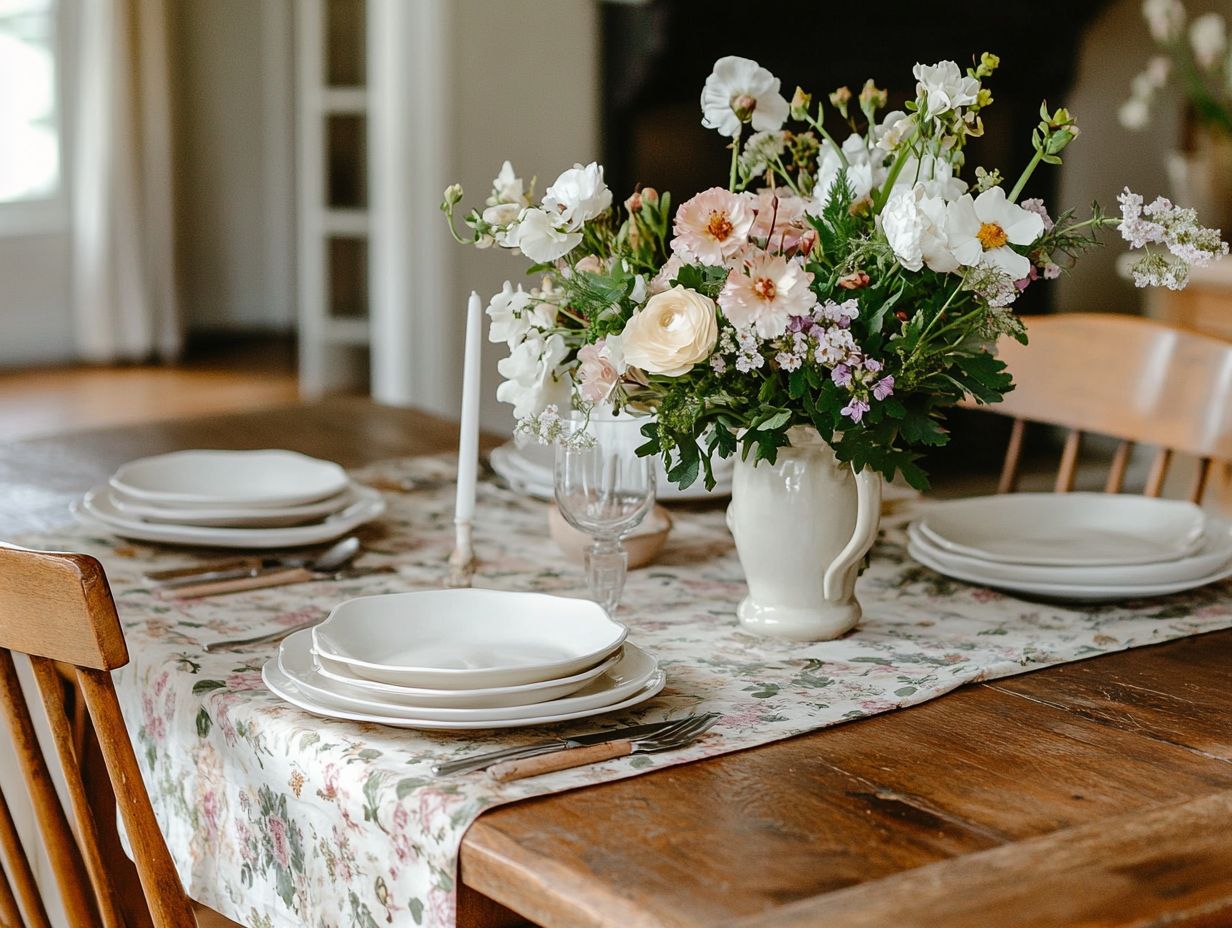 A beautiful vintage fabric table runner displayed elegantly on a modern dining table.