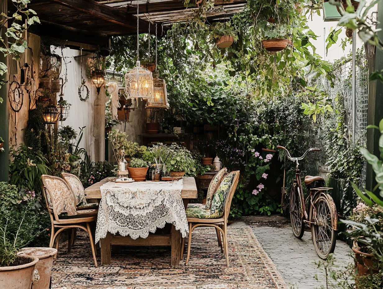 A beautiful setup of vintage outdoor decor showcasing maintenance tips.