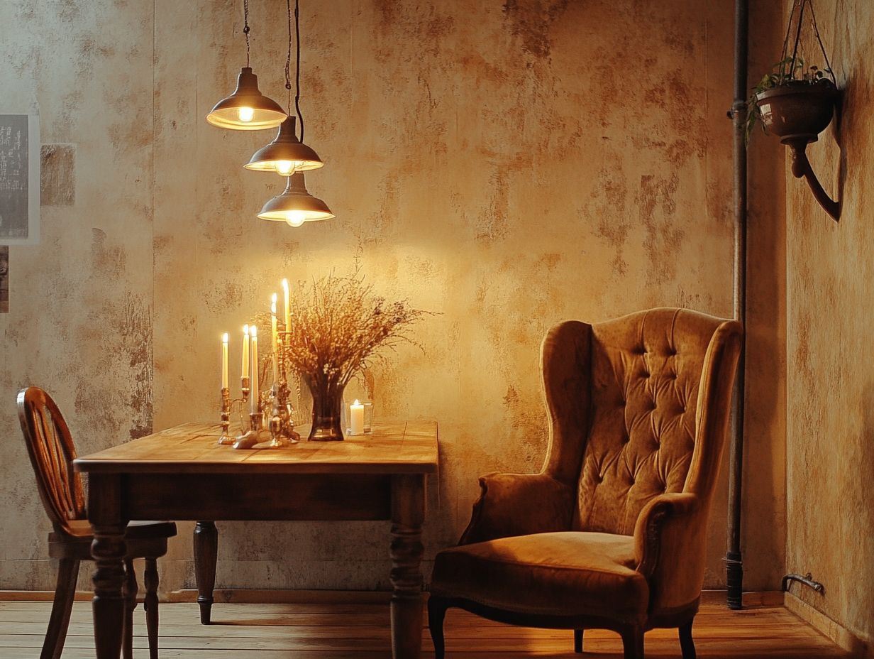 A beautifully lit room showcasing the cozy ambiance created by vintage lighting.