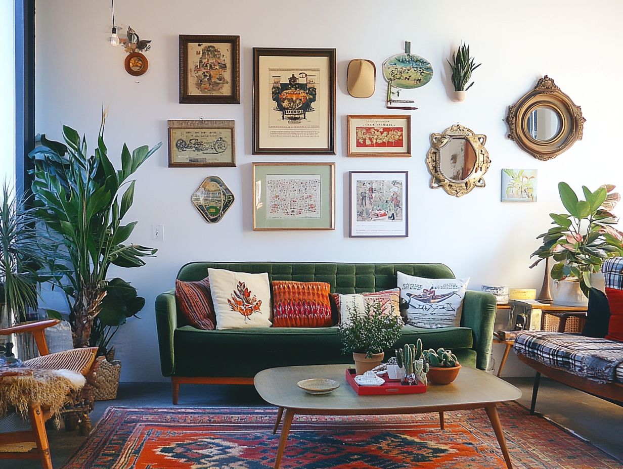 A beautifully decorated space showcasing vintage wall art creatively