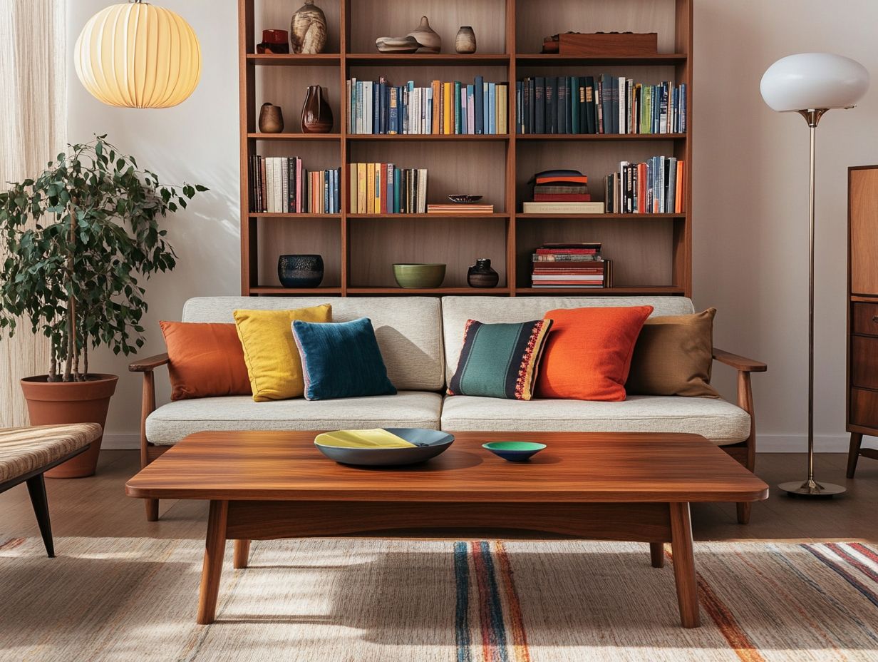 A beautifully styled living room featuring Mid-Century Modern furniture