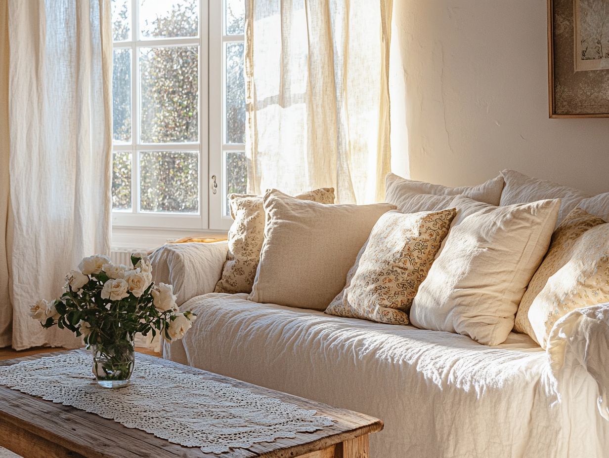 Vintage linen decor in a cozy home setting.