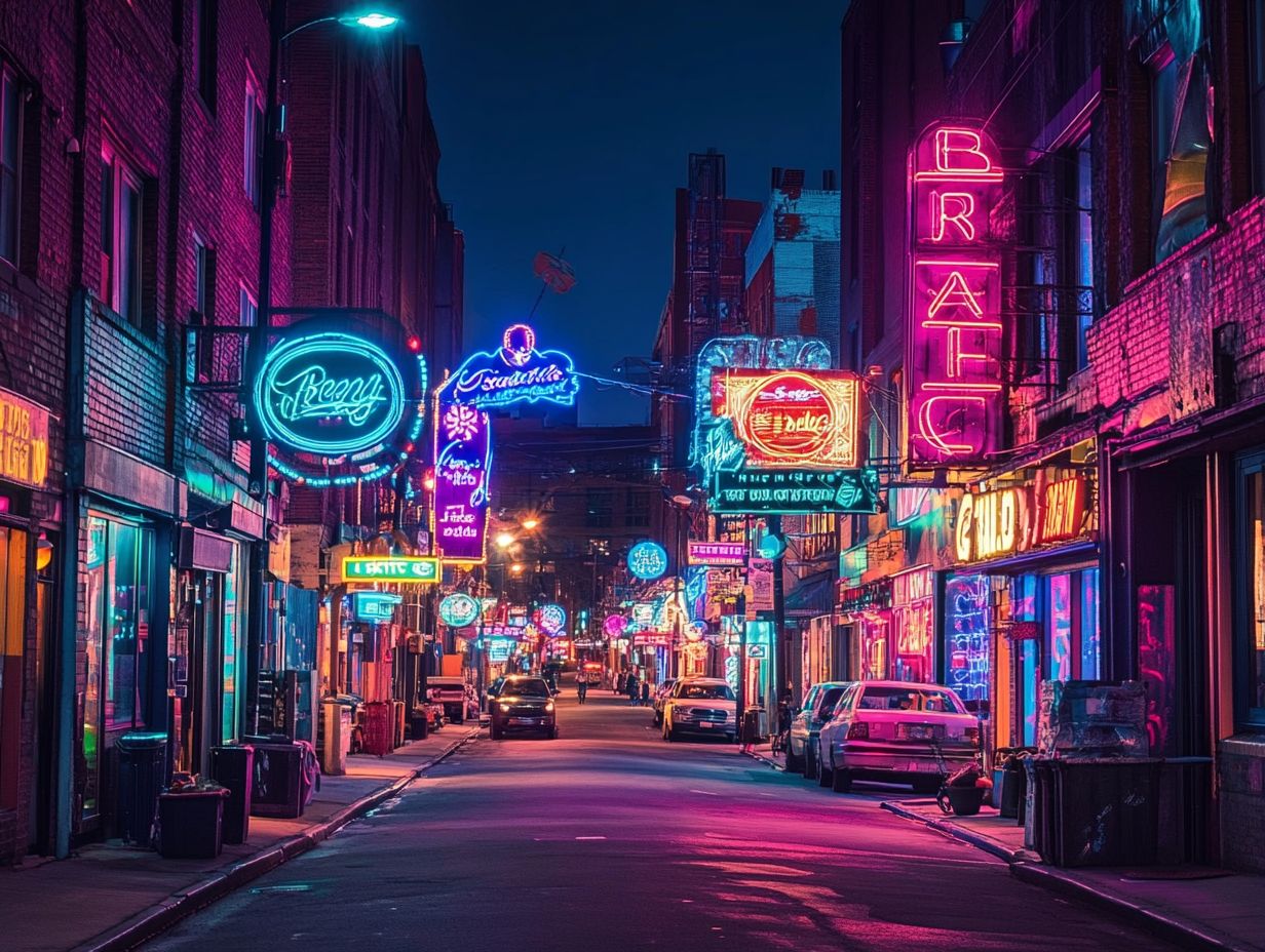 Image highlighting key takeaways about vintage neon signs.