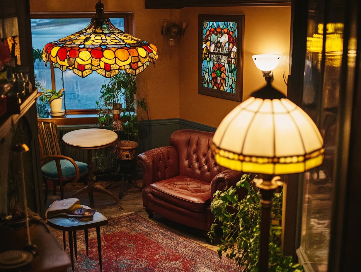 A beautifully decorated interior featuring vintage lighting