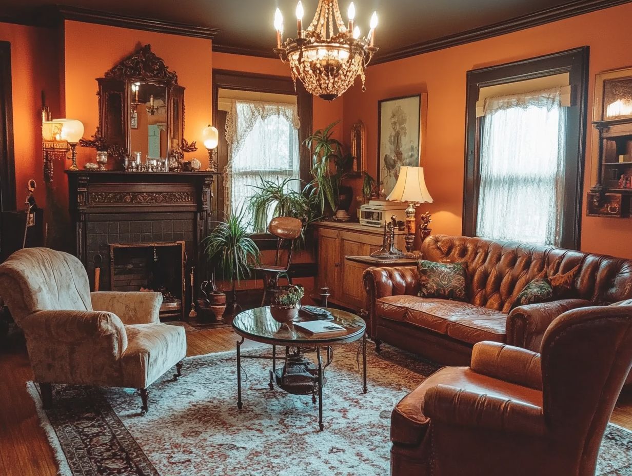 A variety of vintage lighting options in a living room