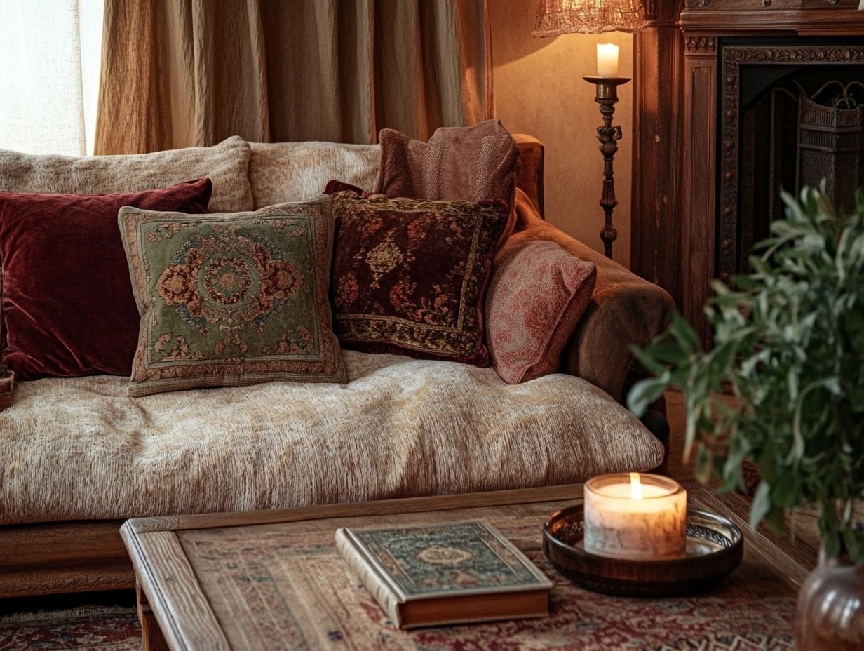 A beautiful display of vintage velvet fabrics in a chic interior setting