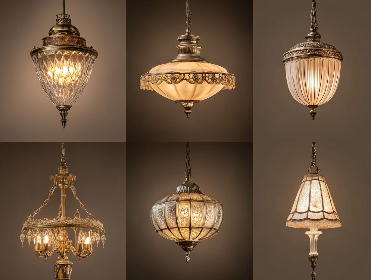 Illustration showcasing current trends in vintage lighting design.