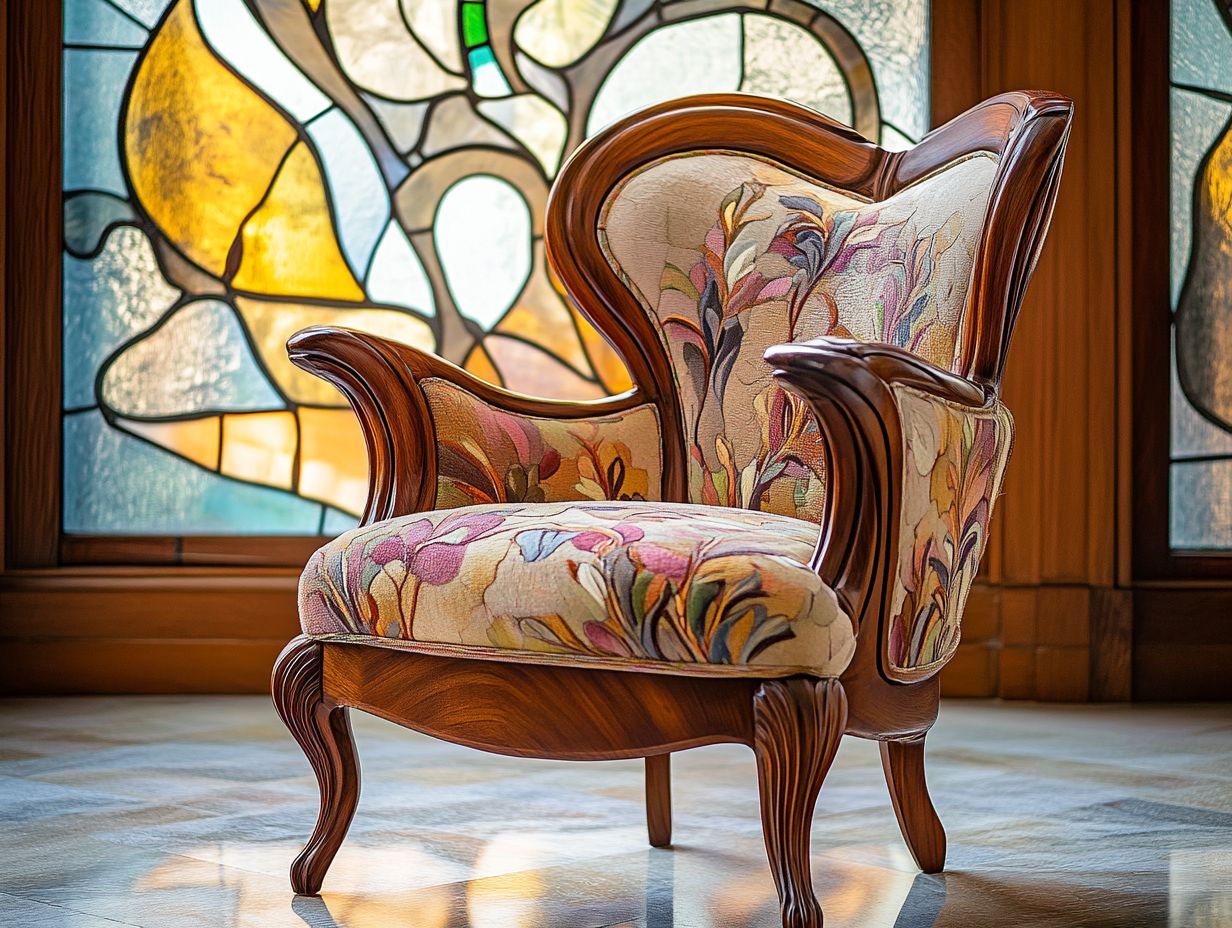 An infographic representing the key takeaways of Art Nouveau in vintage furniture