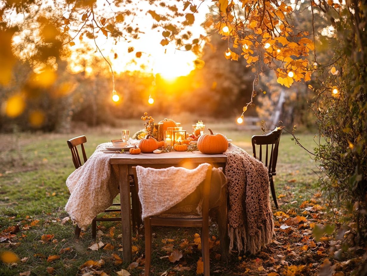 Vintage outdoor decor setup in autumn