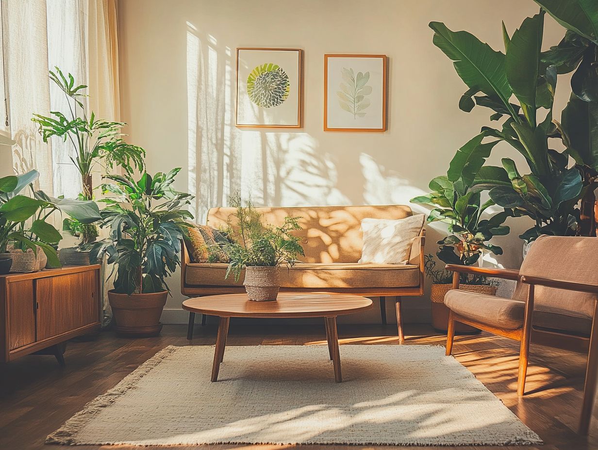 A beautifully arranged living room featuring vintage furniture