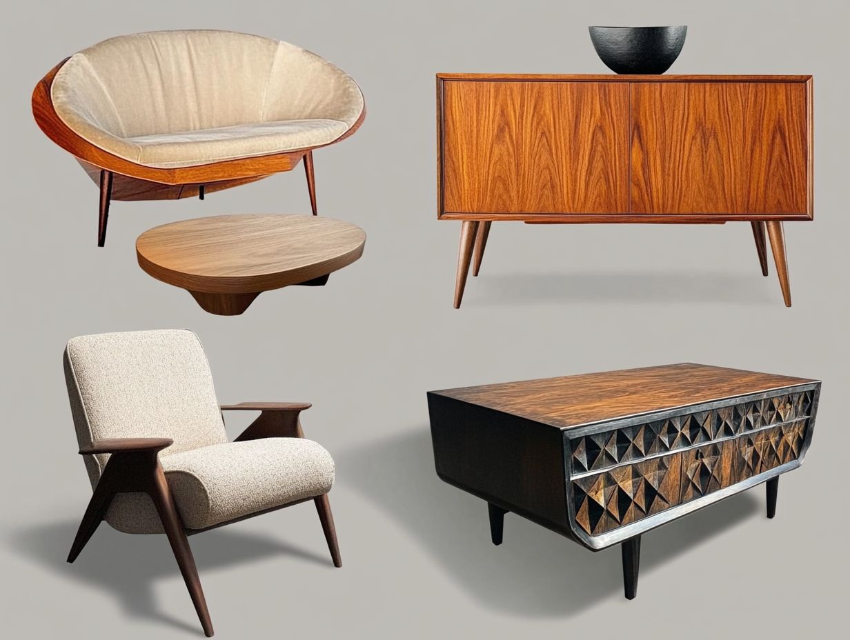 Image of various vintage furniture styles from different eras