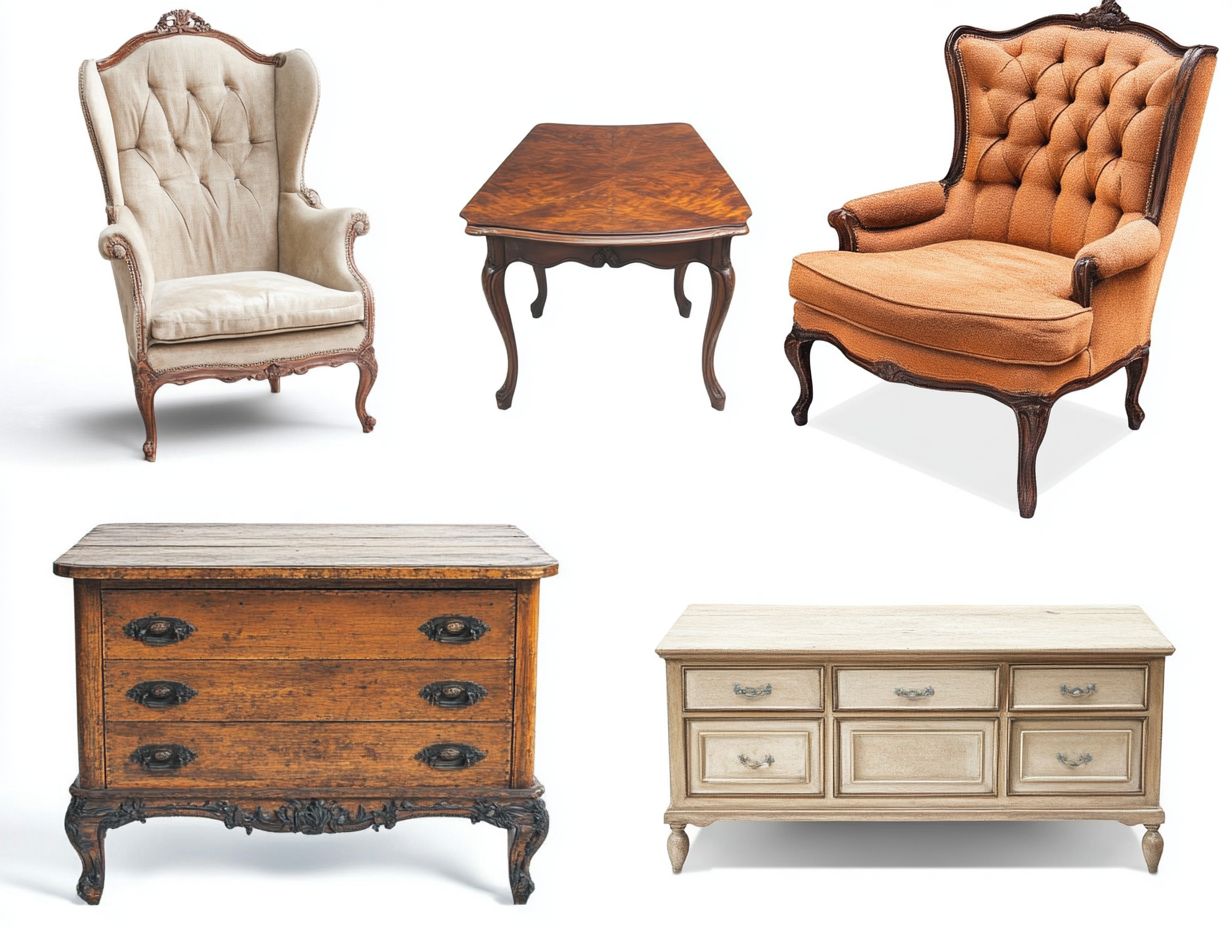 A collage of different vintage furniture styles.