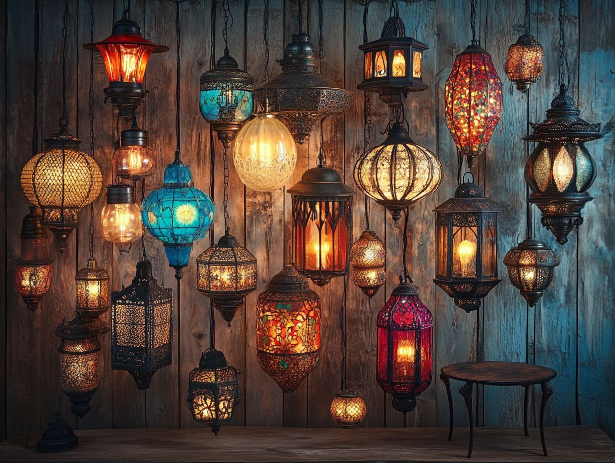 A collection of various American vintage lighting styles, showcasing their unique designs.