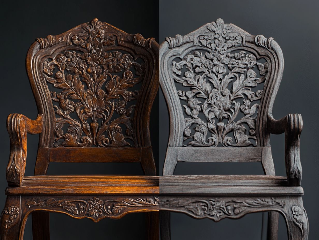 Understanding common reproduction techniques in vintage furniture.