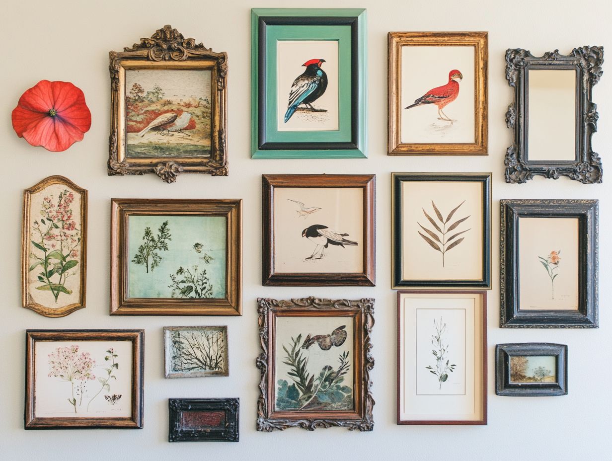 A beautifully arranged vintage wall art display