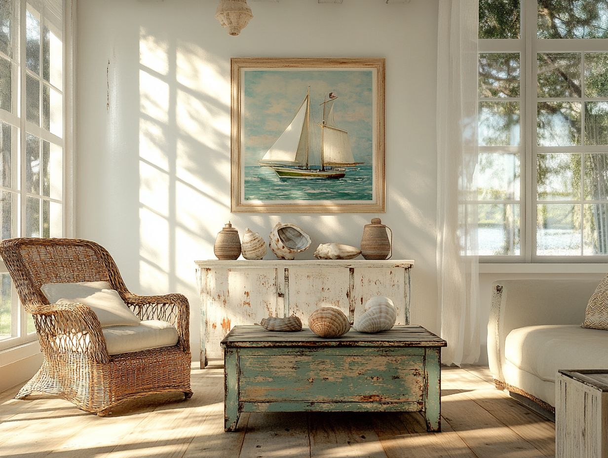 Image illustrating key elements of vintage decor for coastal cottages
