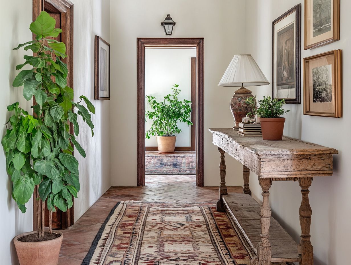 Beautifully arranged vintage accessories in a stylish entryway