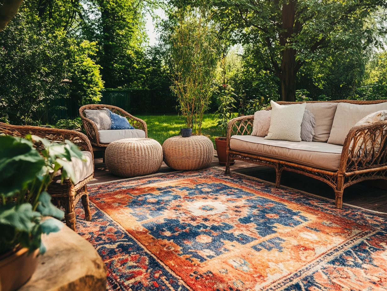 What should I consider when choosing vintage rugs for outdoor spaces?