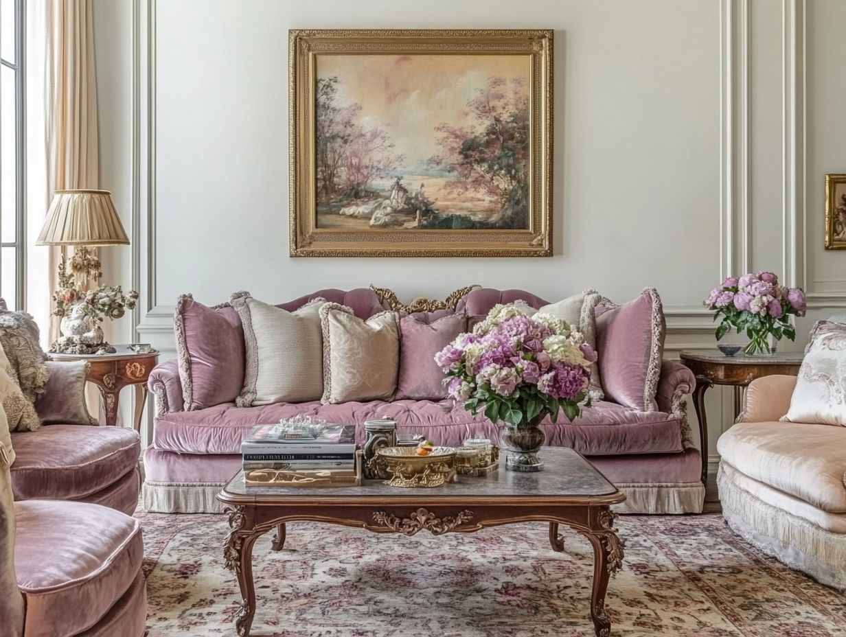 A visual representation of cozy vintage-luxe living room decor ideas