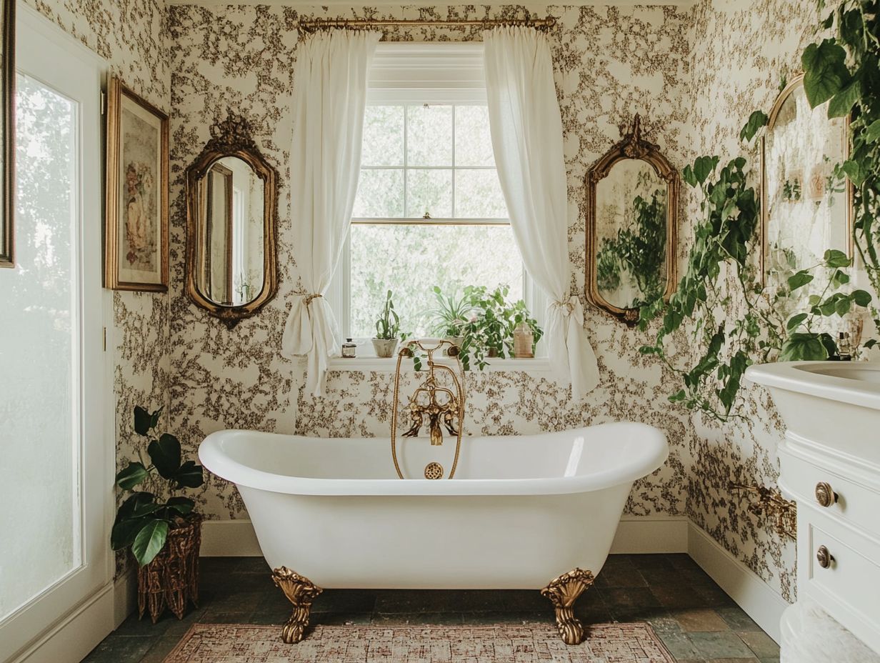 What are some key elements to consider when creating a luxurious bathroom with vintage accents?